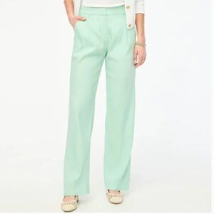J. Crew Linen-blend wide-leg pleated trouser pant Size 12